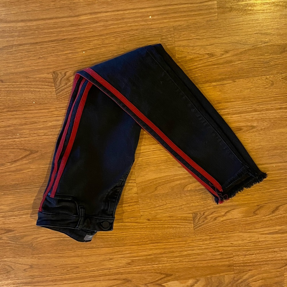 Girls black striped jeans